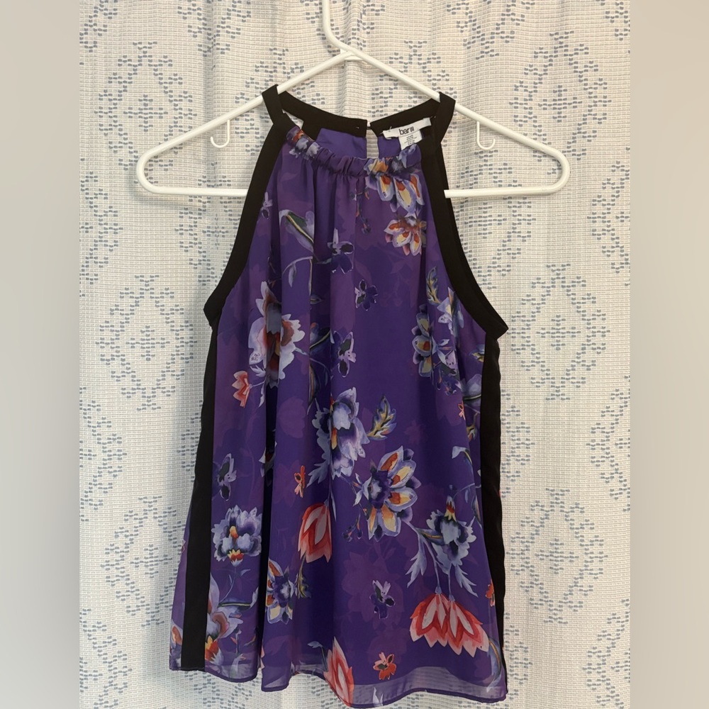 Lovely Bar III Purple and Black Floral Top